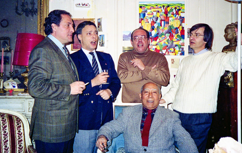 les anciens "River Lads" autour de Louis Thomas ACHILLE, au domicile de ce dernier à Lyon 6°, en 1990